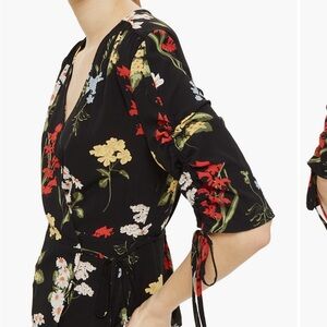 Topshop Black Floral Print Blouse